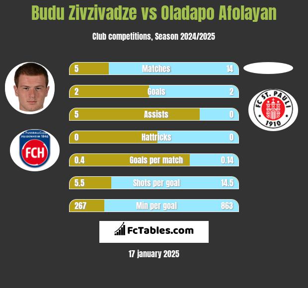 Budu Zivzivadze vs Oladapo Afolayan h2h player stats