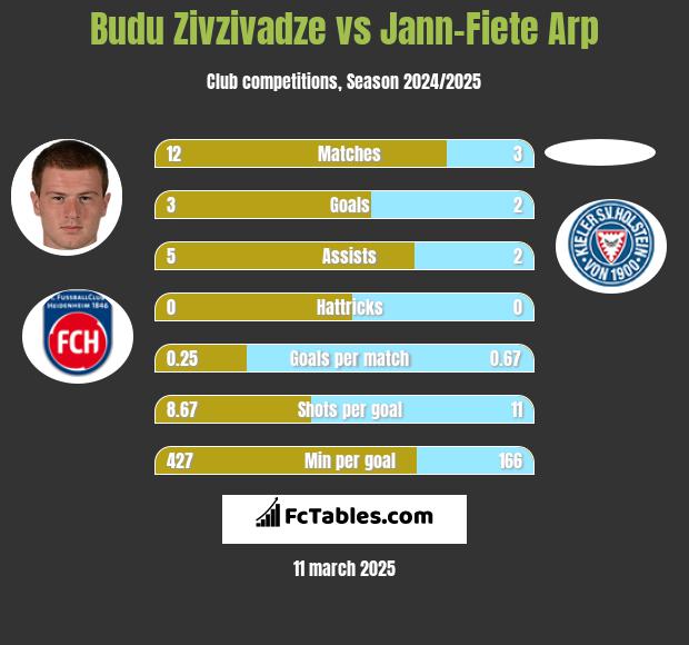 Budu Zivzivadze vs Jann-Fiete Arp h2h player stats