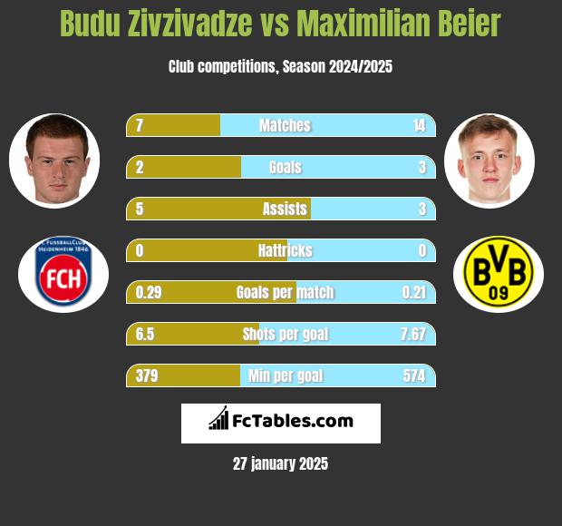 Budu Zivzivadze vs Maximilian Beier h2h player stats