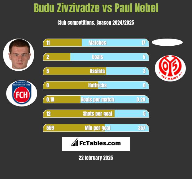 Budu Zivzivadze vs Paul Nebel h2h player stats