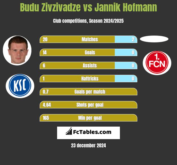 Budu Zivzivadze vs Jannik Hofmann h2h player stats