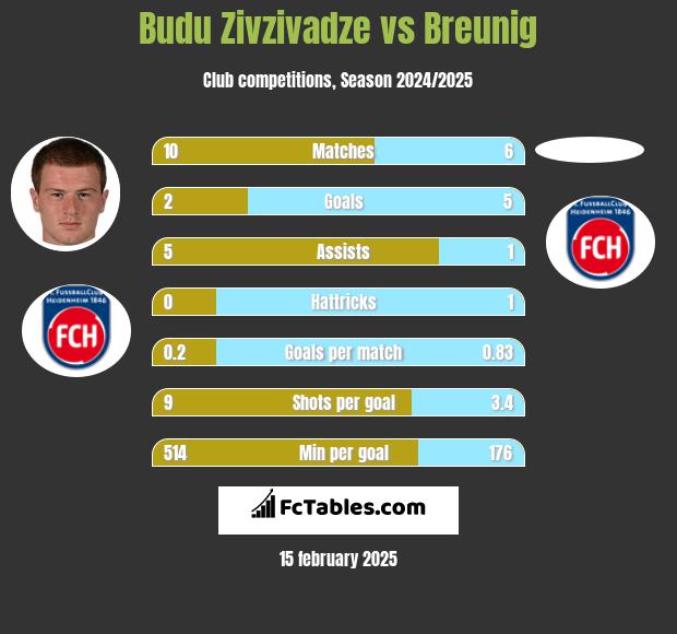 Budu Zivzivadze vs Breunig h2h player stats