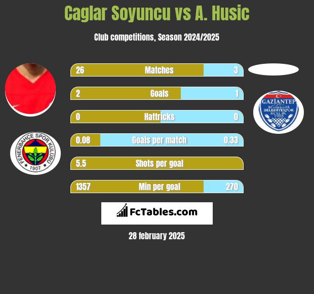 Caglar Soyuncu vs A. Husic h2h player stats