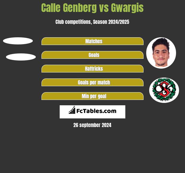 Calle Genberg vs Gwargis h2h player stats