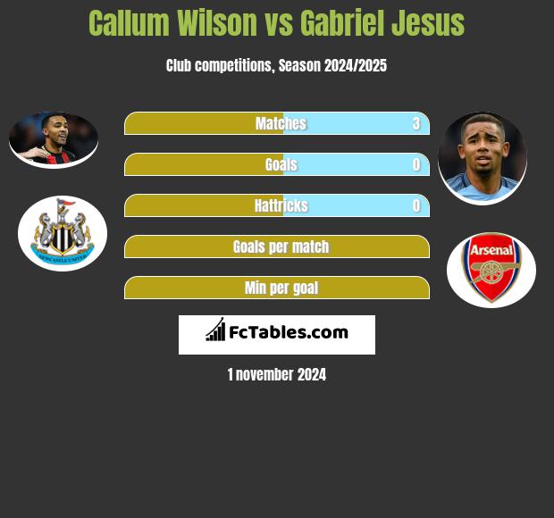 Callum Wilson vs Gabriel Jesus h2h player stats