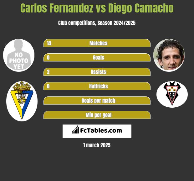 Carlos Fernandez vs Diego Camacho h2h player stats