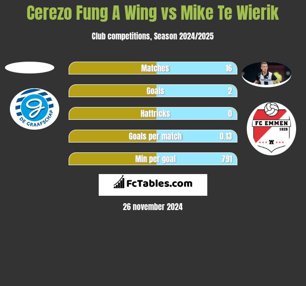 Cerezo Fung A Wing vs Mike Te Wierik h2h player stats