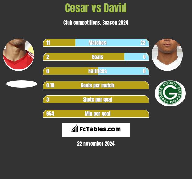 Cesar vs David h2h player stats