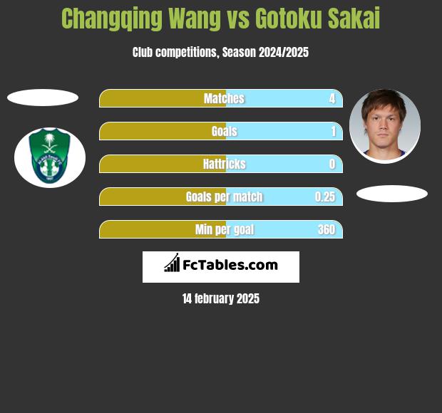 Changqing Wang vs Gotoku Sakai h2h player stats