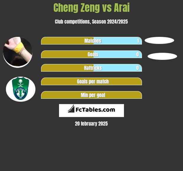 Cheng Zeng vs Arai h2h player stats