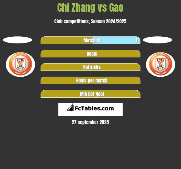 Chi Zhang vs Gao h2h player stats