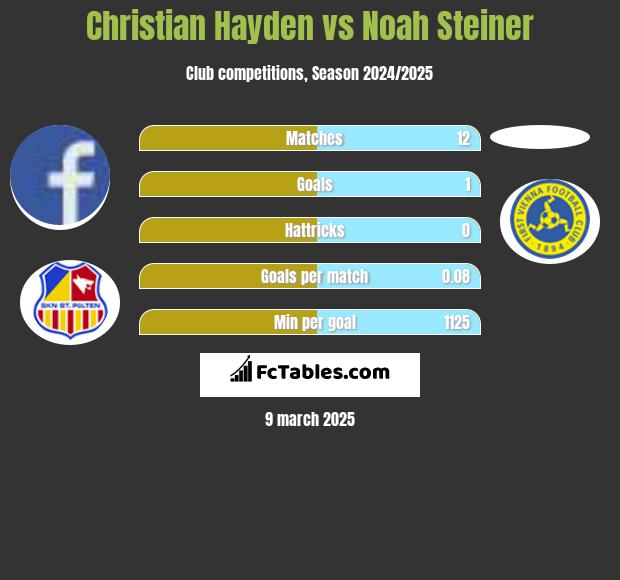 Christian Hayden vs Noah Steiner h2h player stats