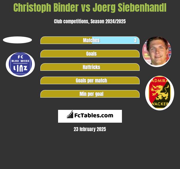 Christoph Binder vs Joerg Siebenhandl h2h player stats