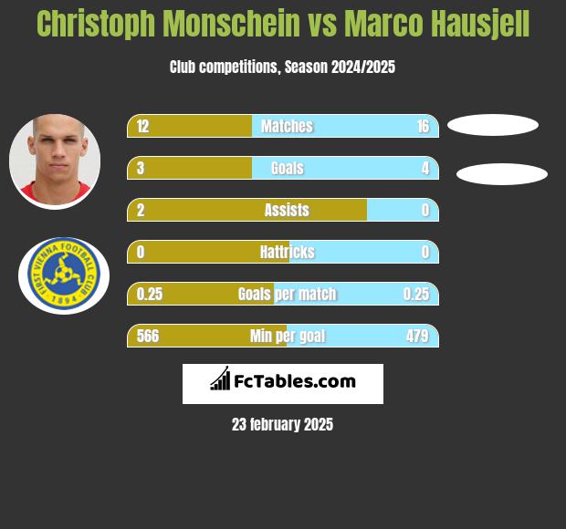 Christoph Monschein vs Marco Hausjell h2h player stats