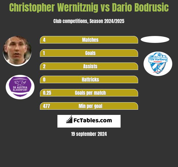 Christopher Wernitznig vs Dario Bodrusic h2h player stats