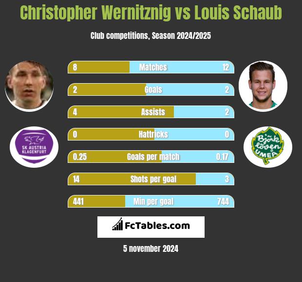 Christopher Wernitznig vs Louis Schaub h2h player stats