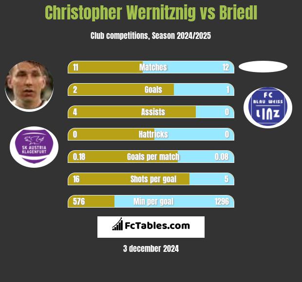 Christopher Wernitznig vs Briedl h2h player stats