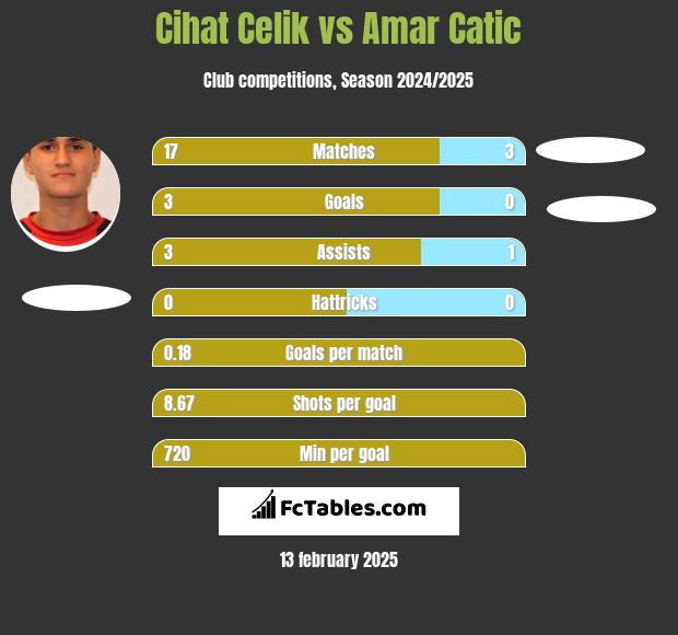 Cihat Celik vs Amar Catic h2h player stats