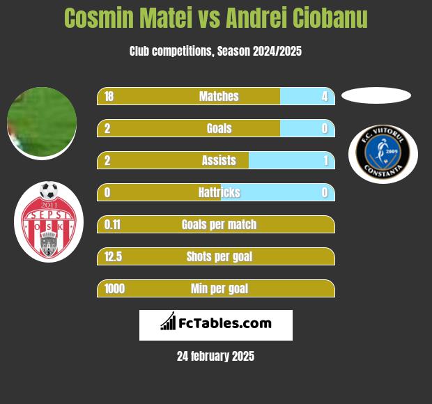 Cosmin Matei vs Andrei Ciobanu h2h player stats