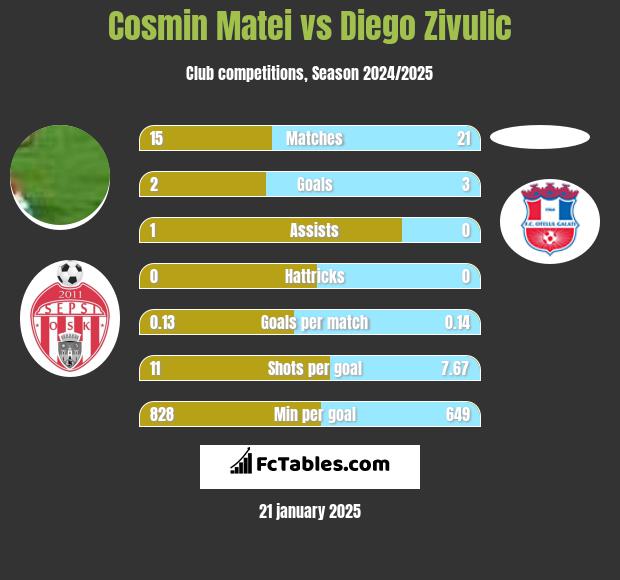 Cosmin Matei vs Diego Zivulic h2h player stats