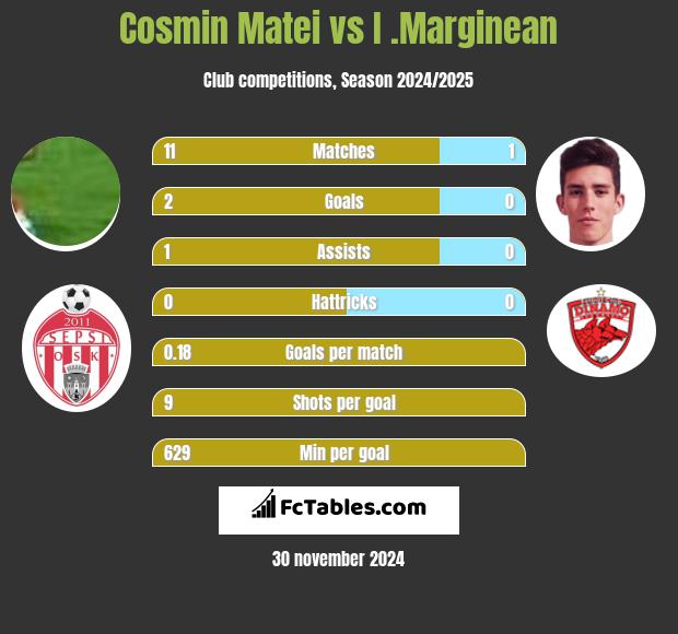 Cosmin Matei vs I .Marginean h2h player stats