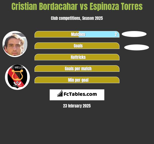 Cristian Bordacahar vs Espinoza Torres h2h player stats