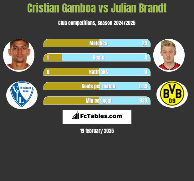 Cristian Gamboa vs Julian Brandt h2h player stats