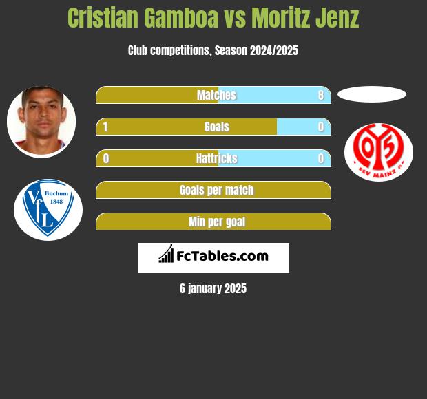 Cristian Gamboa vs Moritz Jenz h2h player stats