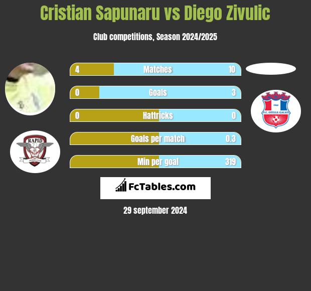 Cristian Sapunaru vs Diego Zivulic h2h player stats