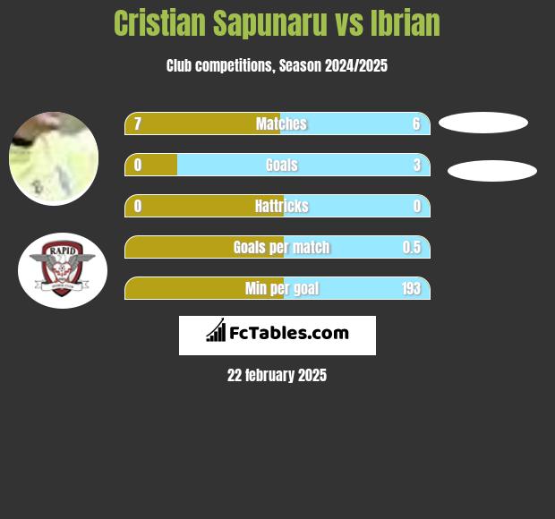 Cristian Sapunaru vs Ibrian h2h player stats