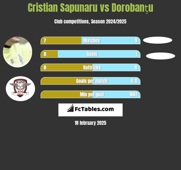 Cristian Sapunaru vs Dorobanțu h2h player stats