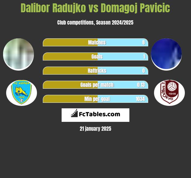 Dalibor Radujko vs Domagoj Pavicić h2h player stats