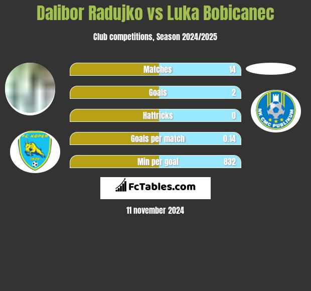 Dalibor Radujko vs Luka Bobicanec h2h player stats