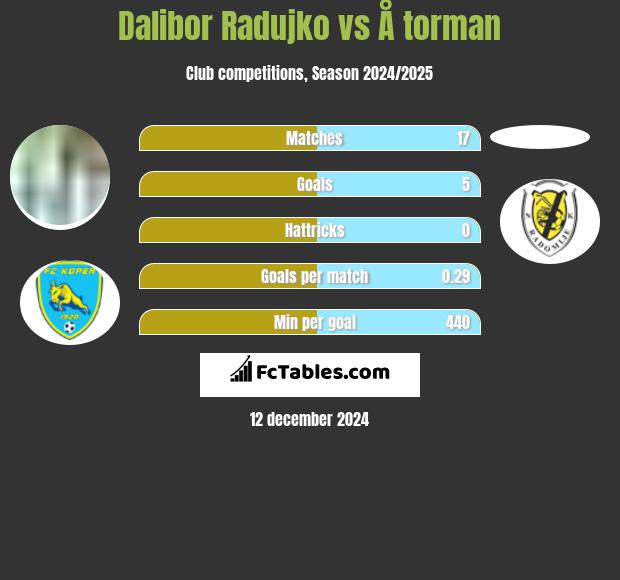 Dalibor Radujko vs Å torman h2h player stats