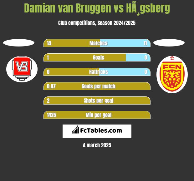 Damian van Bruggen vs HÃ¸gsberg h2h player stats