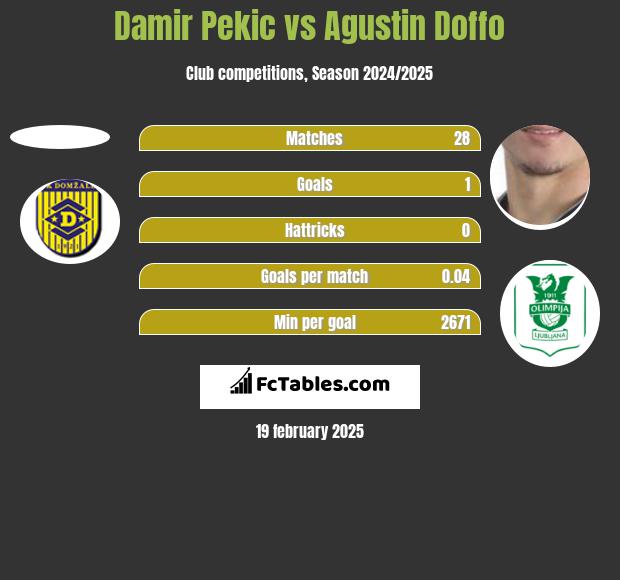 Damir Pekic vs Agustin Doffo h2h player stats