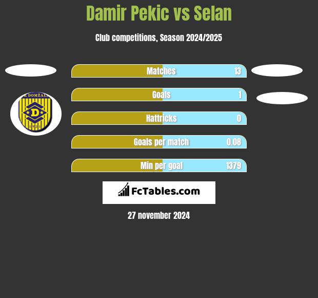 Damir Pekic vs Selan h2h player stats