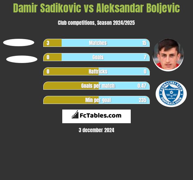 Damir Sadikovic vs Aleksandar Boljevic h2h player stats