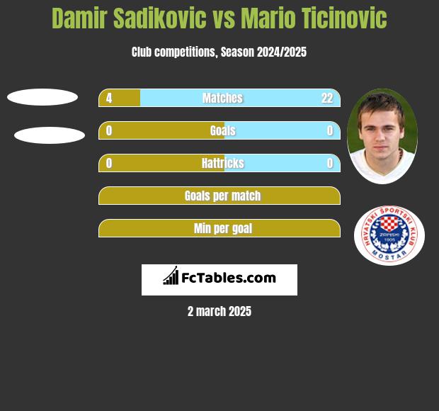 Damir Sadikovic vs Mario Ticinovic h2h player stats