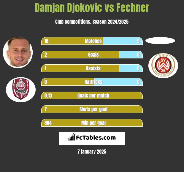 Damjan Djokovic vs Fechner h2h player stats