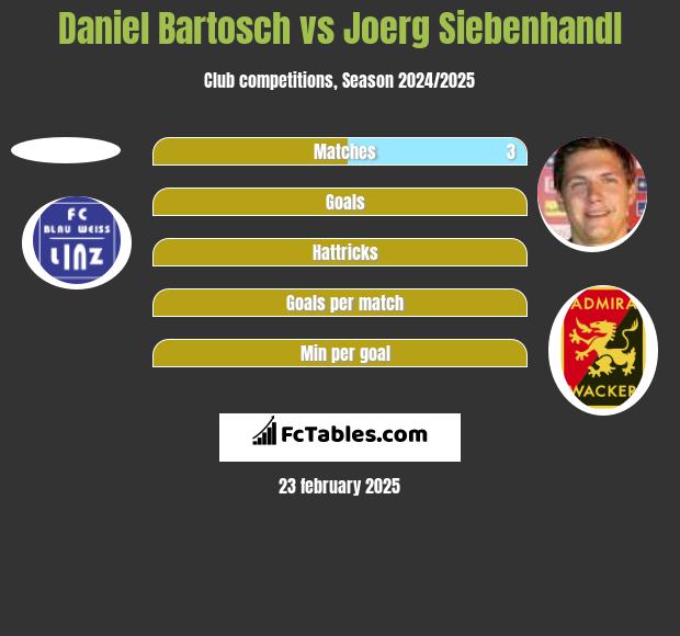 Daniel Bartosch vs Joerg Siebenhandl h2h player stats