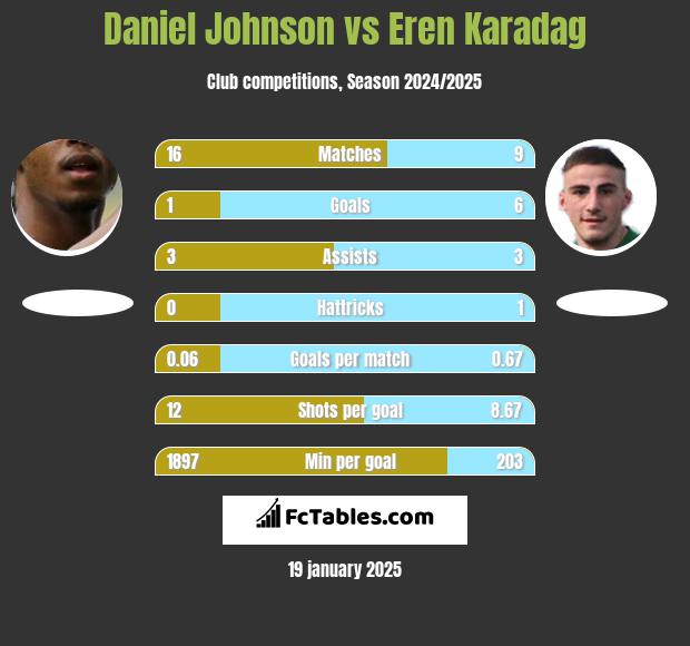 Daniel Johnson vs Eren Karadag h2h player stats