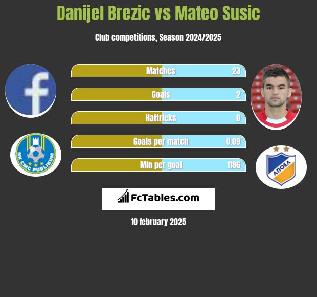 Danijel Brezic vs Mateo Susic h2h player stats