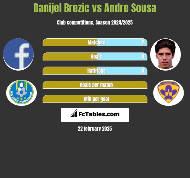 Danijel Brezic vs Andre Sousa h2h player stats