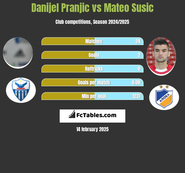 Danijel Pranjic vs Mateo Susic h2h player stats