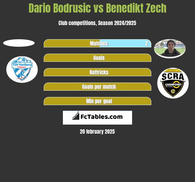 Dario Bodrusic vs Benedikt Zech h2h player stats