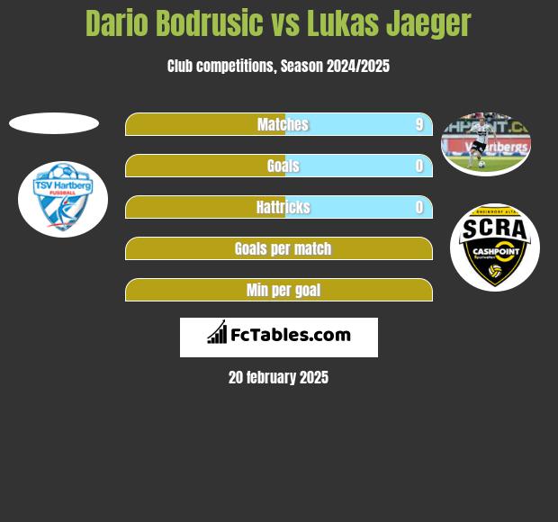 Dario Bodrusic vs Lukas Jaeger h2h player stats