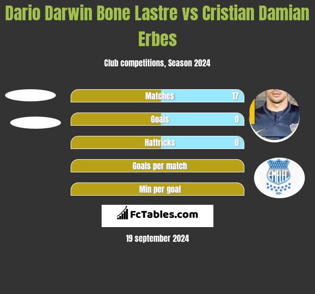 Dario Darwin Bone Lastre vs Cristian Damian Erbes h2h player stats