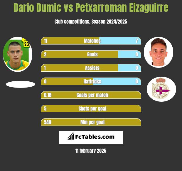 Dario Dumic vs Petxarroman Eizaguirre h2h player stats