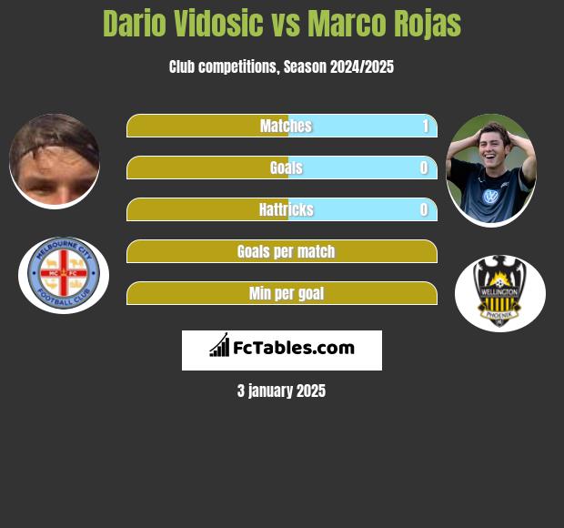 Dario Vidosic vs Marco Rojas h2h player stats